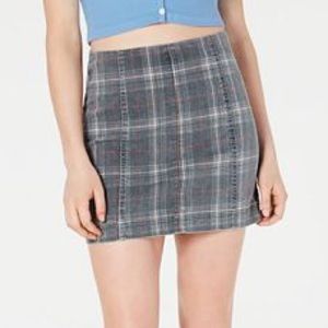 Tinseltown Gray Plaid Mini Skirt